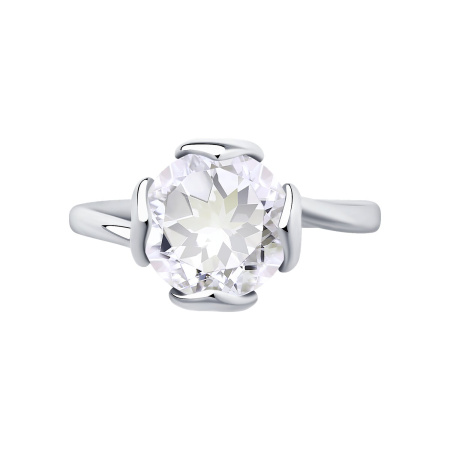 Кольцо из серебра с горным хрусталем и фианитами