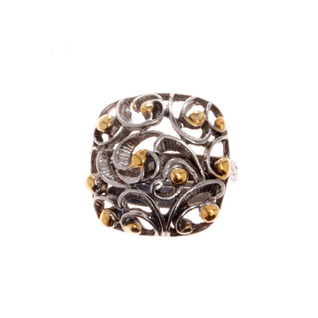 Серебряное кольцо с чернением и позолотой