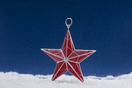 Серебряная елочная игрушка «Звезда с эмалью»