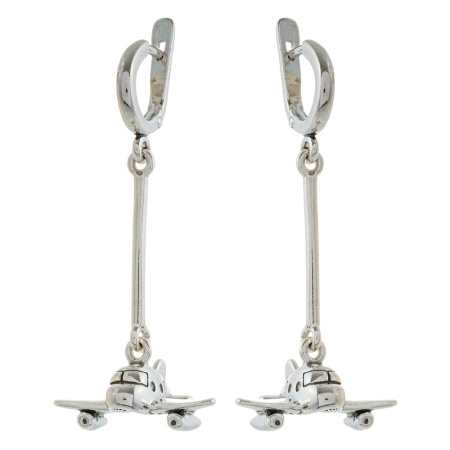 Серебряные серьги «Самолётик»