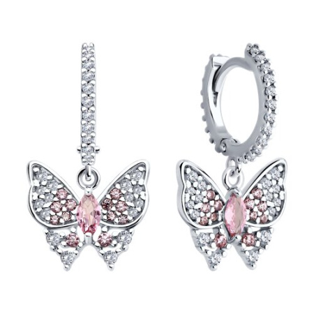 Серебряные серьги с фианитами «Бабочка»
