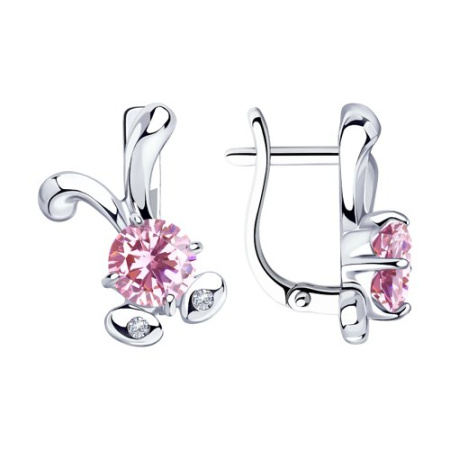 Серьги из серебра с фианитами «Кролик»