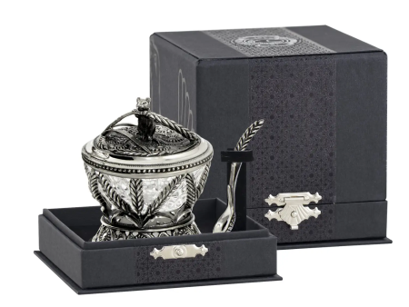 Солонка «Колосок» посеребренная полированная с чернением