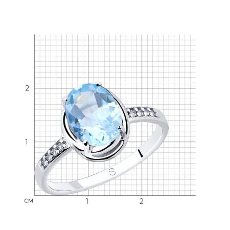 Кольцо из серебра с топазом и фианитами