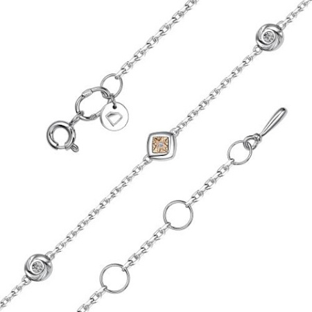 Серебряный браслет с позолотой и бриллиантами