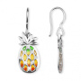 Серебряные серьги с эмалью и фианитом «Ананас»