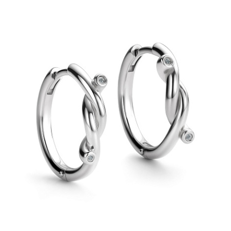 Серьги-конго из серебра с бриллиантом