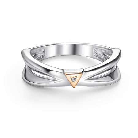 Серебряное кольцо с бриллиантом и позолотой