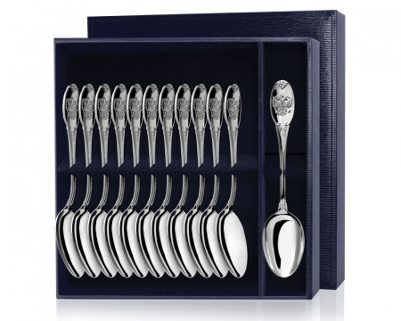 Серебряный набор «Единство» 12 столовых ложек