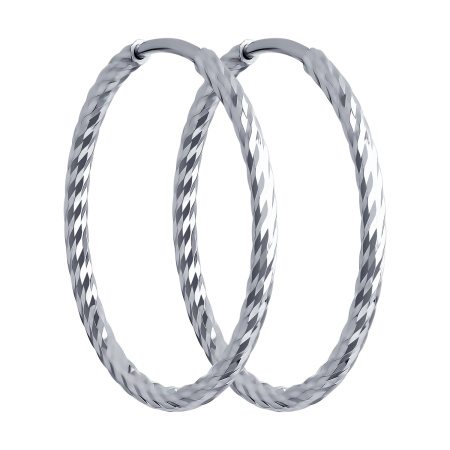 Серебряные серьги с алмазной гранью 2,5 см