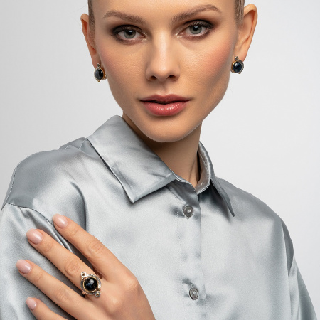 Кольцо из серебра с камнем питерсит