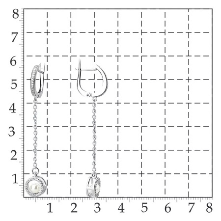 Серебряные серьги с жемчугом и фианитами