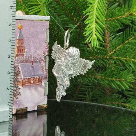 Ёлочная игрушка из серебра «Ангел»