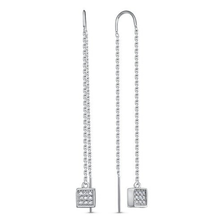 Серебряные серьги с фианитом «Кубик»