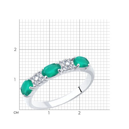 Кольцо из серебра с агатом и фианитами