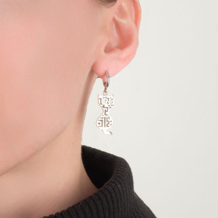 Серьги из серебра «QR-кот»