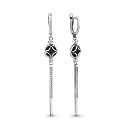 Серебряные серьги с фианитом ии стеклами