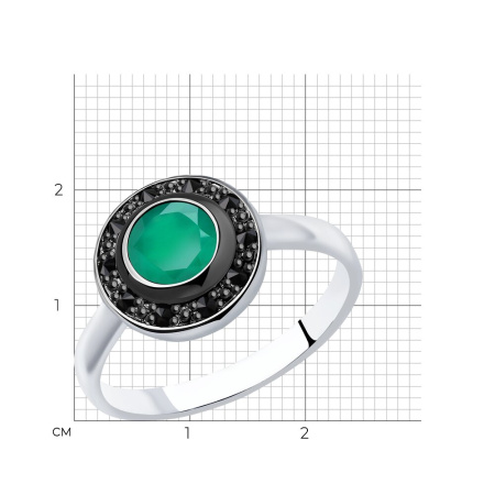 Кольцо из серебра с агатом и марказитами