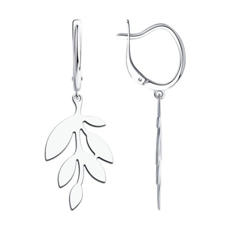 Серьги из серебра «Лист»