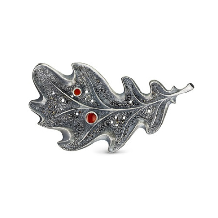 Брошь серебряная «Дубовый лист»