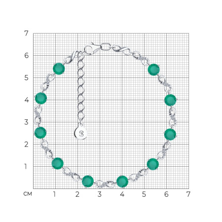 Серебряный браслет с фианитами и агатом «Бесконечность»
