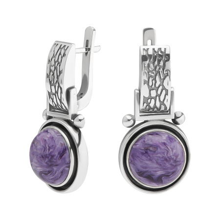 Серьги из серебра с чароитом