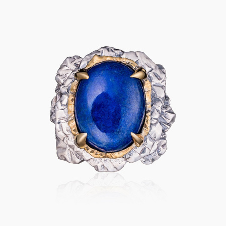 Серебряное кольцо «Галактика» с лазуритом