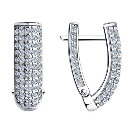 Серьги из серебра с фианитами
