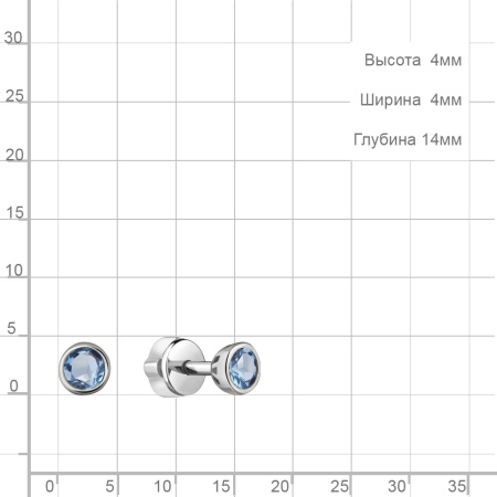 Серьги-гвоздики из серебра с топазом