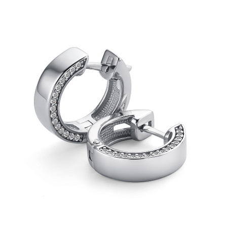 Серьги-кольца из серебра с фианитами