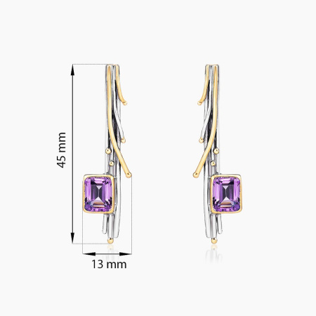 Серебряные серьги «Аметистовая Грация»