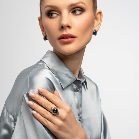 Кольцо из серебра с камнем питерсит