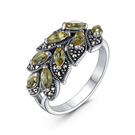 Серебряное кольцо с султанитом и марказитами