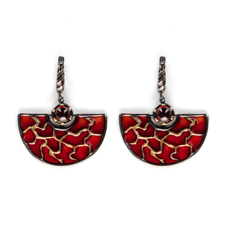 Серебряные серьги с витражной эмалью