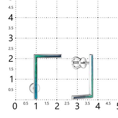 Серьги-пусеты из серебра с эмалью