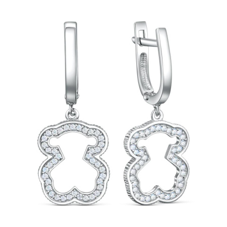 Серьги из серебра с фианитами «Мишка»