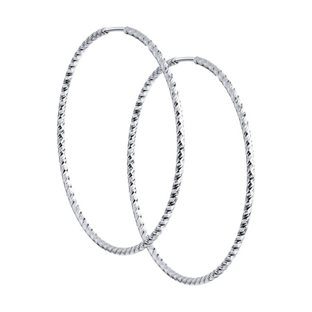 Серьги конго из серебра с алмазной гранью 4,5 см