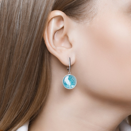 Серьги из серебра с эмалью «Древо жизни»