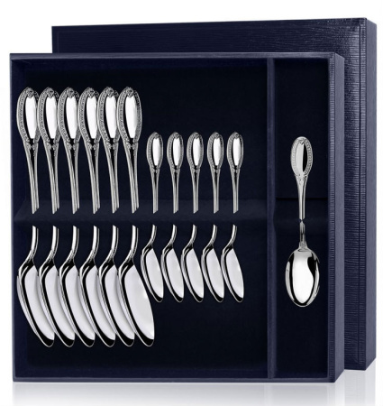 Серебряный набор «Император» 12 предметов столовые и чайные ложки