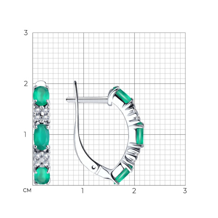 Серьги из серебра с агатами и фианитами