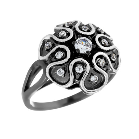 Серебряное кольцо с фианитами «Матрица»