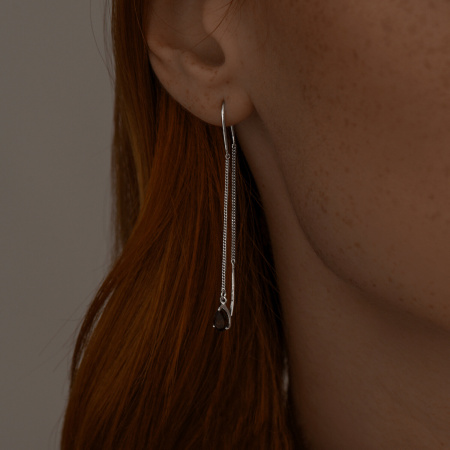 Серебряные серьги с гранатом