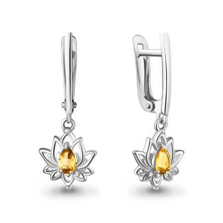 Серьги из серебра с цитринами «Цветок лотоса»