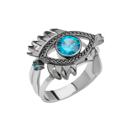Кольцо из серебра «Взгляд» с топазом и фианитами