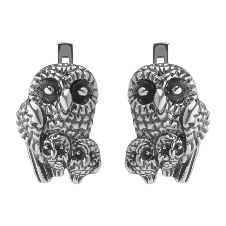 Серебряные серьги «Мама сова с совятами»