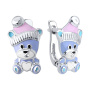 Серьги из серебра с эмалью «Мишка»