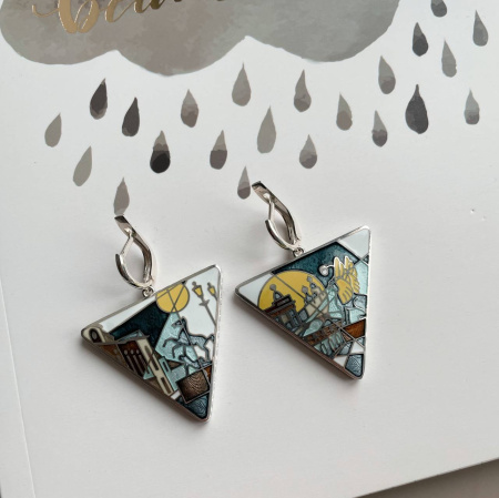 Серьги из серебра с эмалью «Азбука Петербурга»