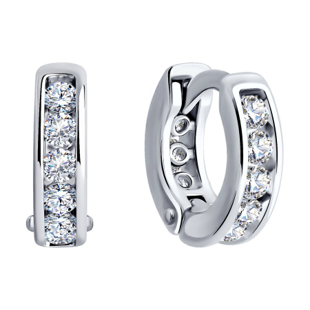 Серьги-хупы из серебра с фианитами