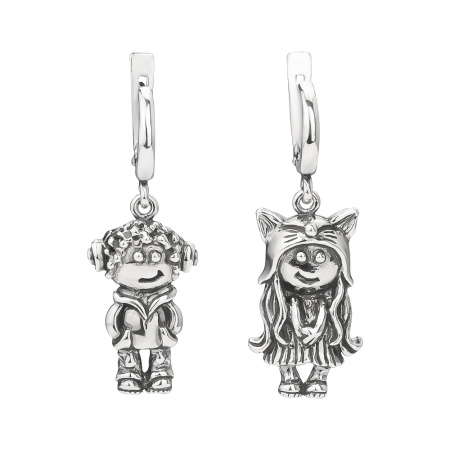 Серьги из серебра «Мальчик с девочкой дружил»
