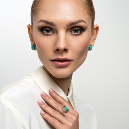 Серьги из серебра с бирюзой